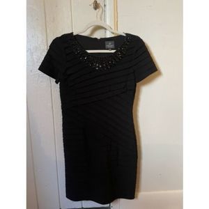 Adrianna Pappell Beaded Black Cocktail Dress Size 4